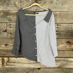 Boohoo vertical striped button-up top